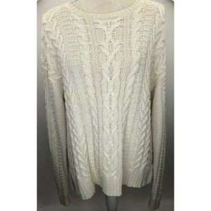 Women's Ralph Lauren Ivory Colored Cable Knit Sweater XL